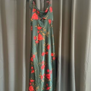 Hello Molly Green and Red Floral Maxi Dress